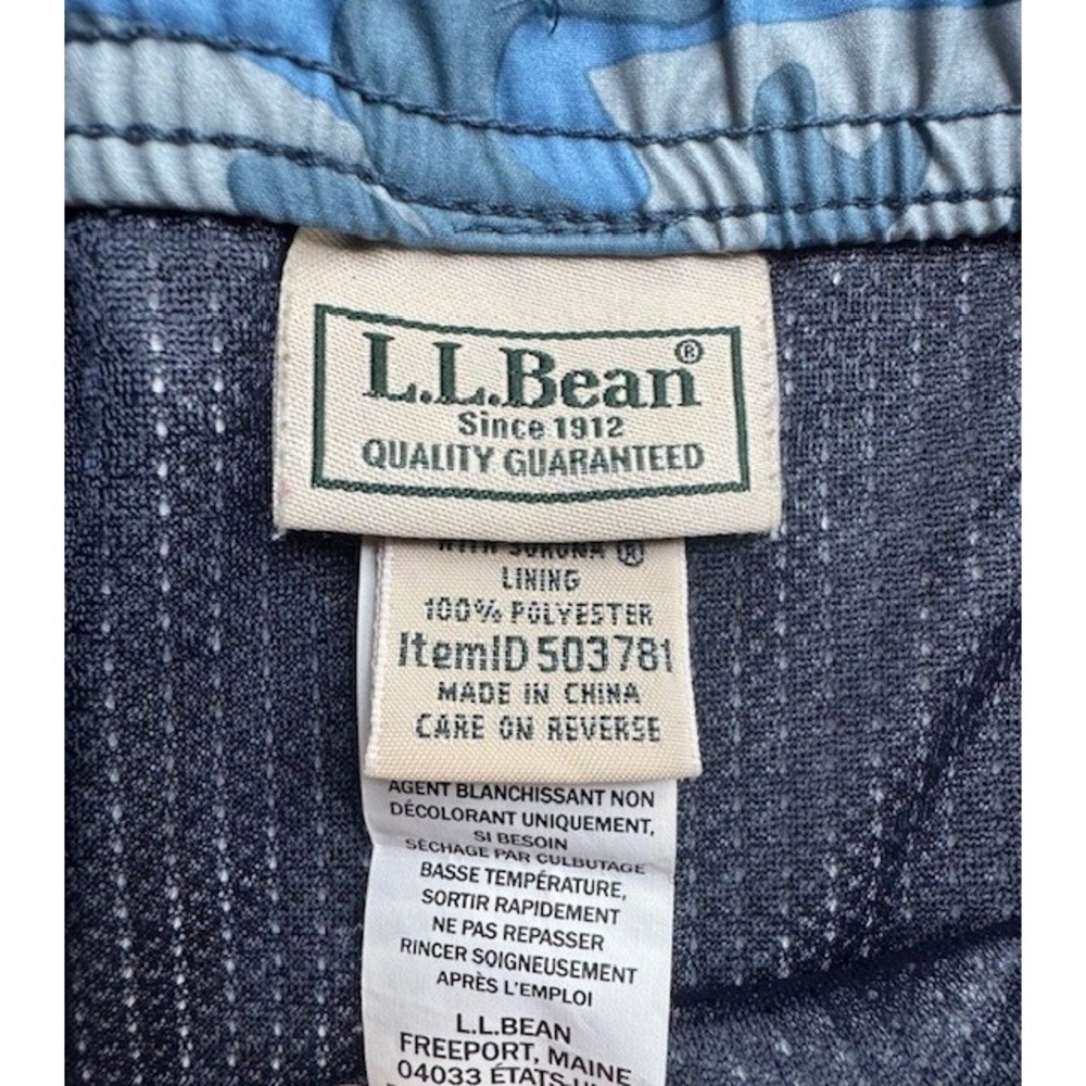 LL Bean Mens Mesh Brief Liner Blue Camo Camouflage Sport Swim Trunks MED - Picture 3 of 9